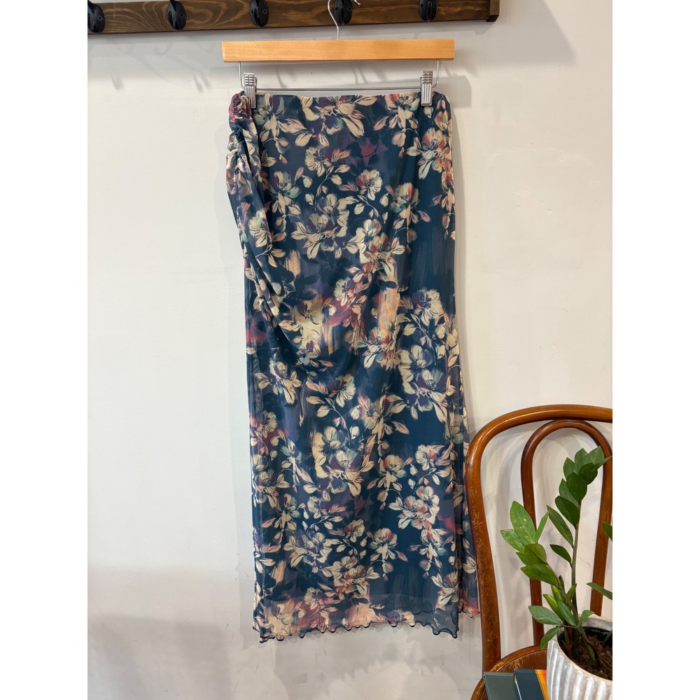 Sage The Label Floral Mesh Ruched Midi Skirt - Picture 7 of 8